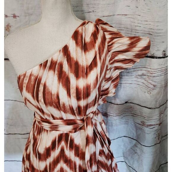 Banana Republic Linen One Shoulder Ruffle Mini Dress Size 4 NWT - Picture 6 of 8